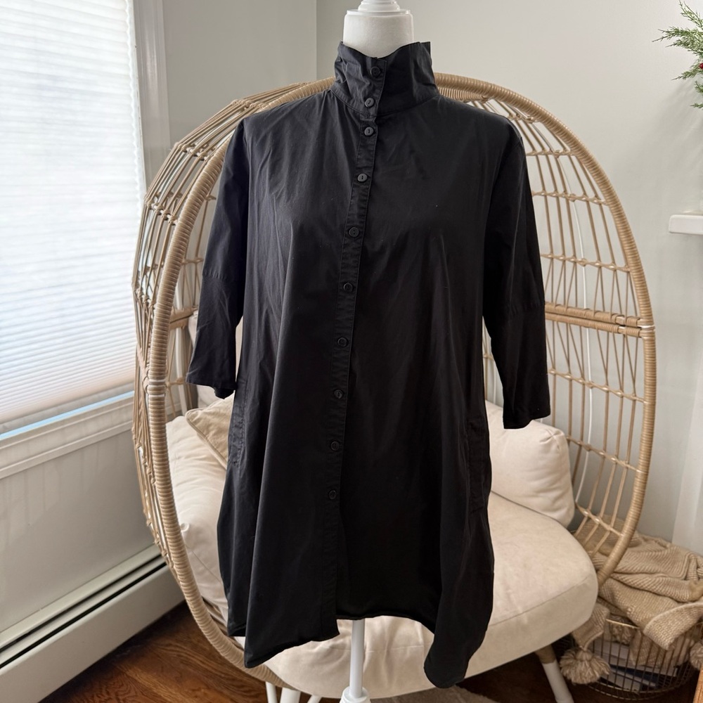 Stella Carakasi‎ Black Button Front Tunic Shirt Dress M